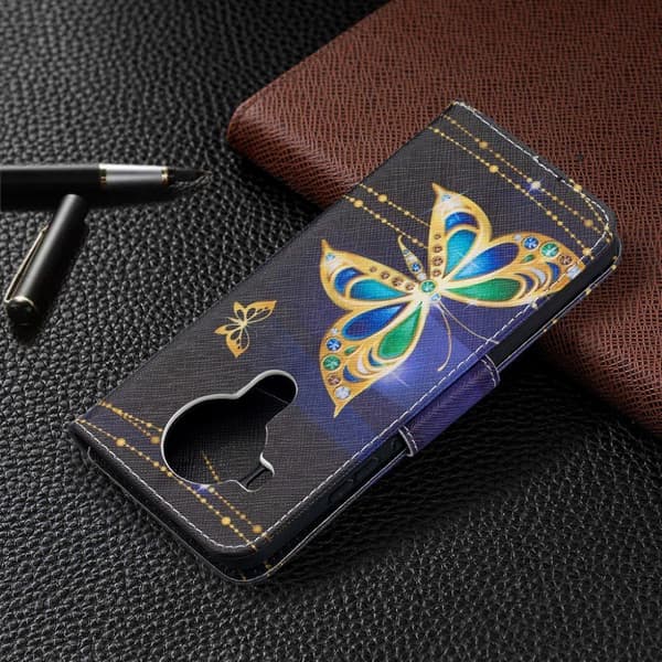 Wonderland Nokia 5.4 flip kuoret - Kaunis Perhonen Black