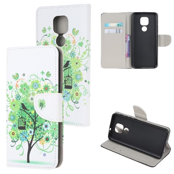 wonderland Motorola Moto E7 Plus / G9 Play flip etui - træ Green