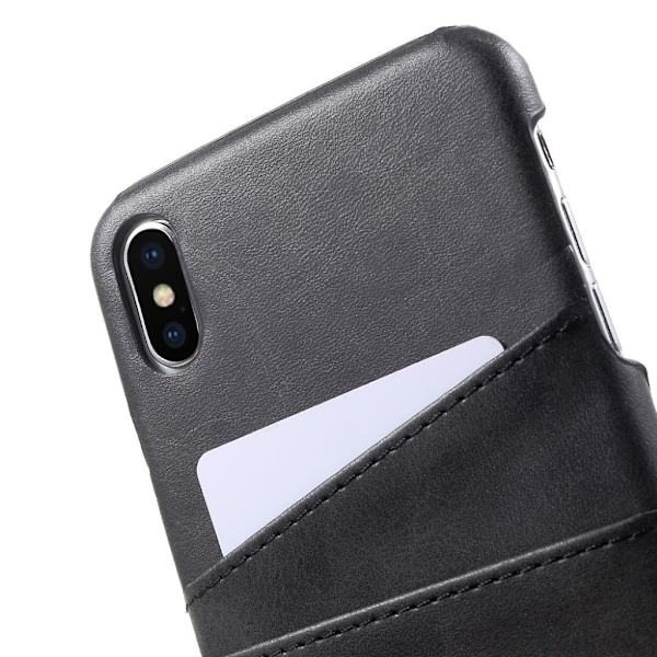 iPhone 9 Plus mobilskal plast syntetläder kortfickor - Svart Svart