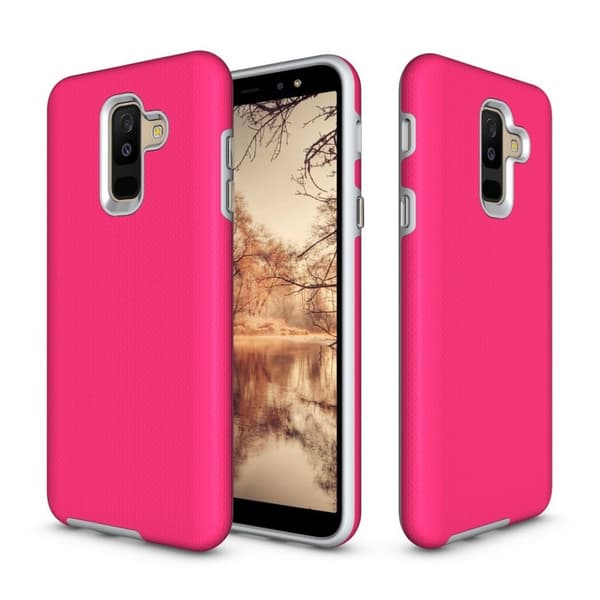 Samsung Galaxy A6 Plus beskyttelses deksel av hyrbid materiale - rose Pink