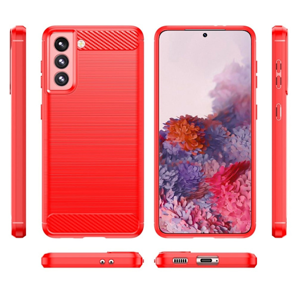 Carbon Flex Suojakotelo Samsung Galaxy S21 - Punainen Red