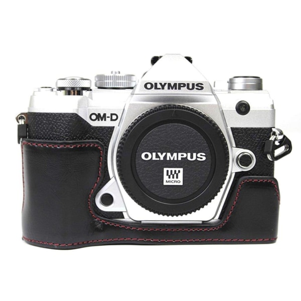 Olympus O-MD E-M5 Mark III durable leather half case - Black Black