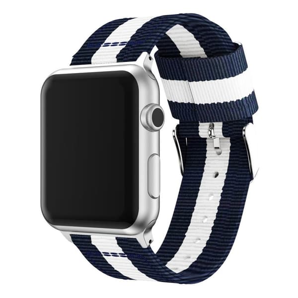 Apple Watch Series 4 44mm vævet nylon Urrem - Sort / Rød Blue