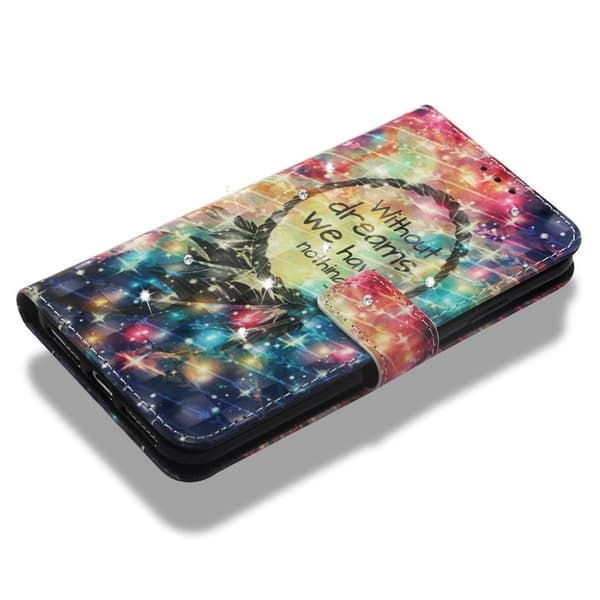 iPhone Xs Max mønstret flip-etui i skinn med rhinestone-mønster - Drømmefanger Multicolor