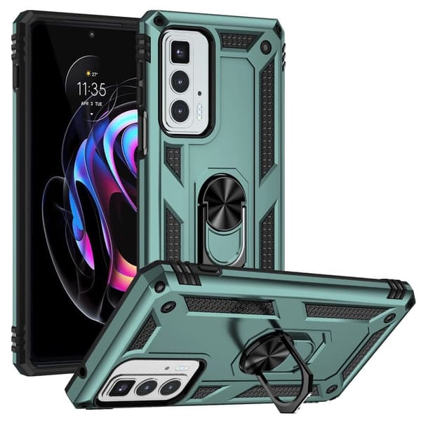 Ringbeskyttelsesetui til Motorola Edge 20 Pro - Sortliggrøn Green