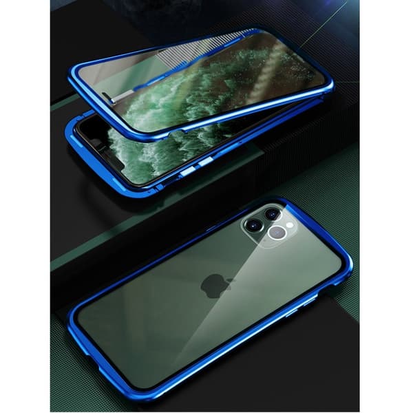 Luphie Wasp iPhone 11 Pro Max Alu-puskuri + lasi - Sininen Blue