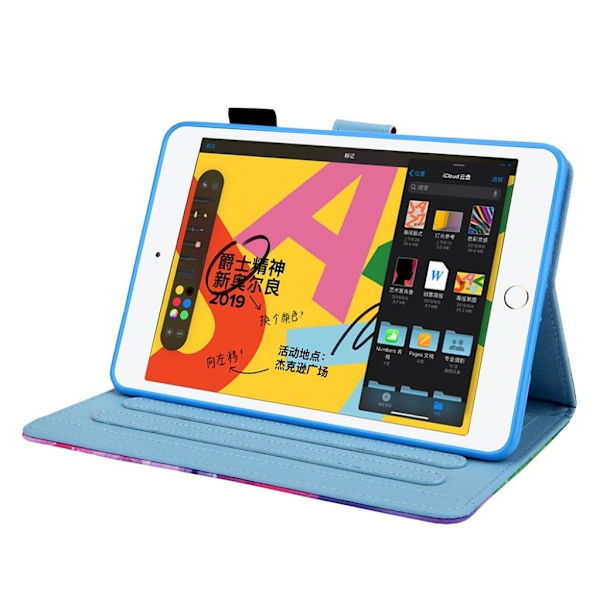 Cool mönstrad läder flip fodral för iPad Mini (2019) - Cosmos multifärg