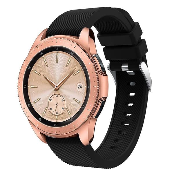 Samsung Galaxy Watch (42mm) erstatnings urrem i silikone med Twill tekstur - Sort Black