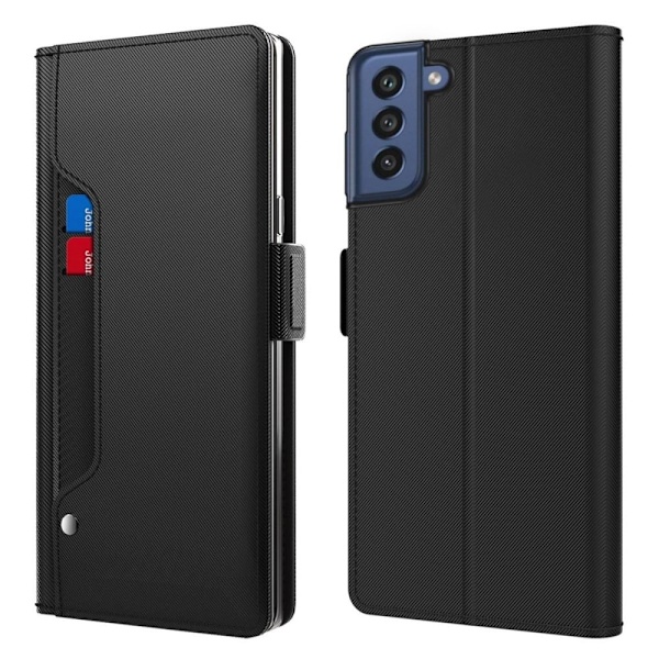 Phone Suojakotelo With Make-up Mirror And Slick Design For Samsung Galaxy S21 FE - Musta Black