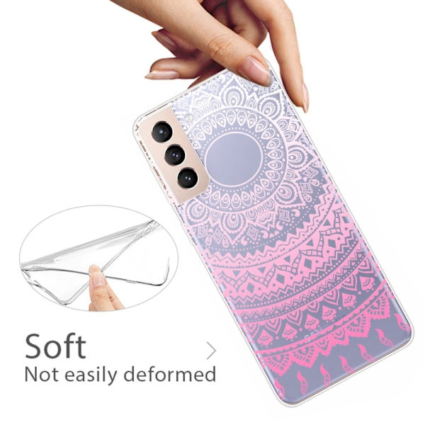 Deco Samsung Galaxy S22 Etui - Rosa / Hvit Mandala Mønster Multicolor