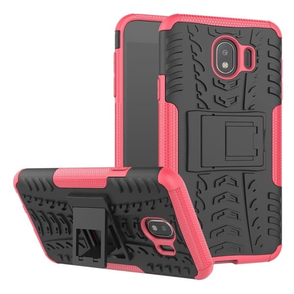 Samsung Galaxy J4 (2018) snyggt hybridskal med däckavtryck - Rosa Rosa