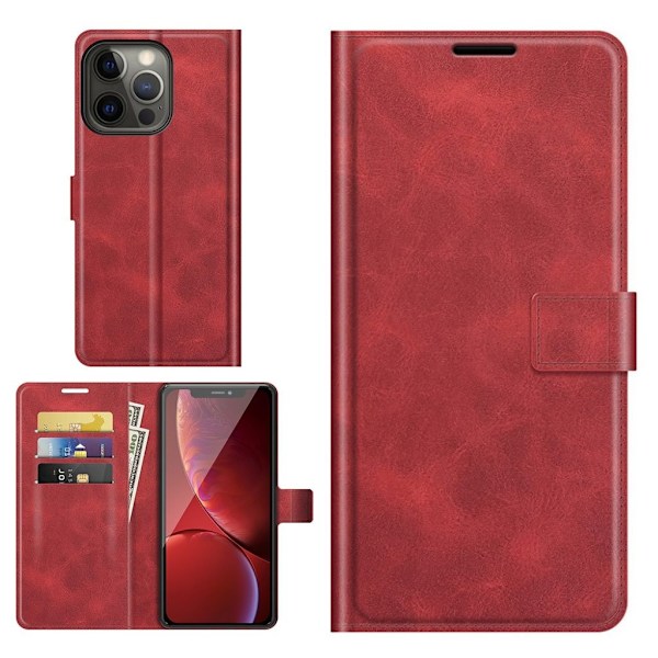Lompakko Nahkakotelo For iPhone 13 Pro - Punainen Red