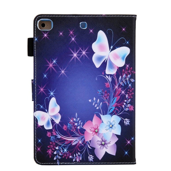 Cool patterned leather flip case for iPad Mini (2019) - Flower / Blue