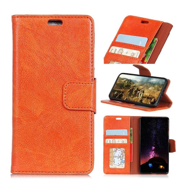 Sony Xperia 10 Plus teksturoitu split nahkakotelo - Oranssi Orange