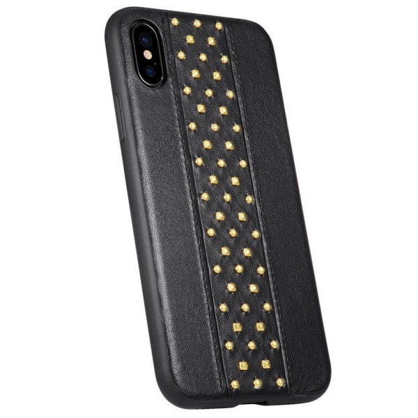 SULADA iPhone X læderetui med nittedekoration - Sort Black