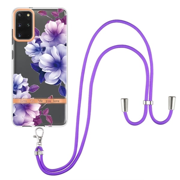 Smal och tålig mjukpärm med nyckelband för Samsung Galaxy S20 Plus - Lila Begonia Lila