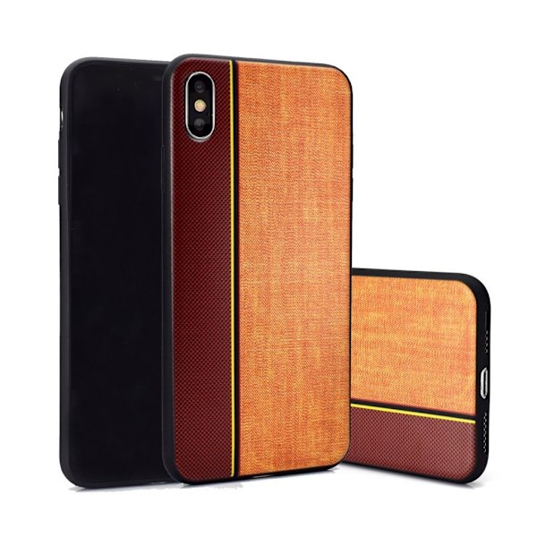 iPhone Xs Max soft case i jeansstof med tekstur - Brun/Kaki Beige