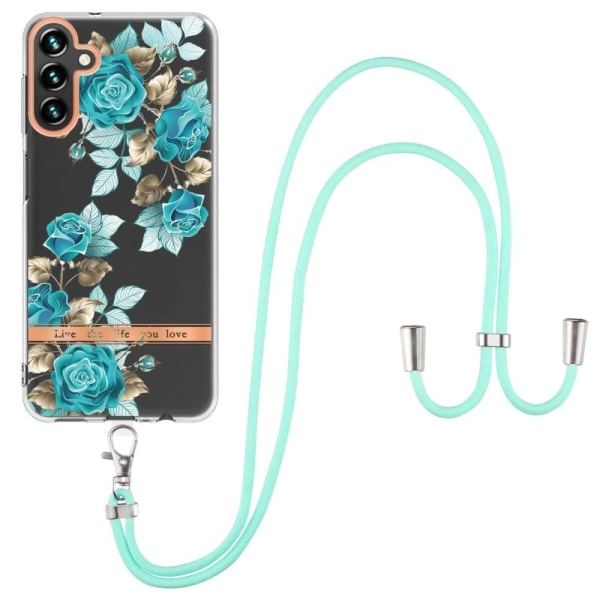 Slim og Holdbart Blødtcover med Snor til Samsung Galaxy A54 - Hc002 Blue Rose Blue