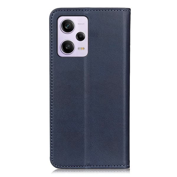 Flip Etui med Pung i Ægte Læder til Xiaomi Redmi Note 12 Pro - Blå Blue