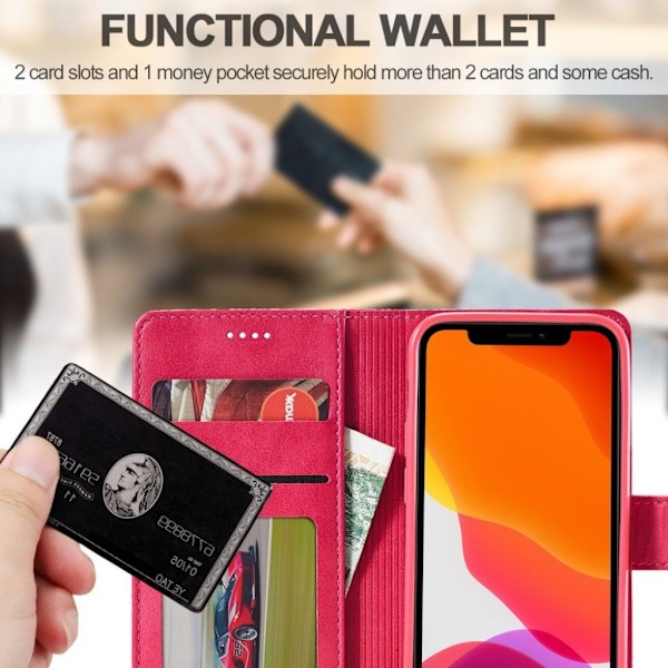 LC.IMEEKE iPhone 12 Pro / iPhone 12 flip case - Punainen Purple