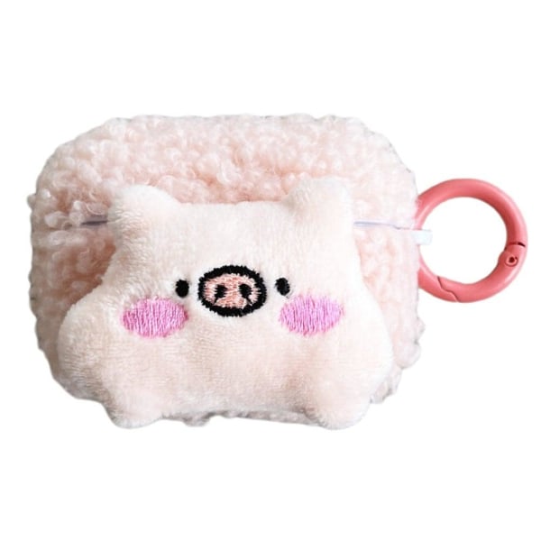 AirPods Pro cute fluffy piggy style case with buckle Rosa
