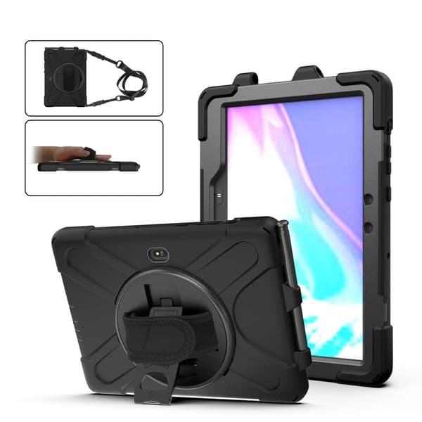 Samsung Galaxy Tab Active Pro / Active4 Pro X-format silikonfodral med rem - Svart Svart