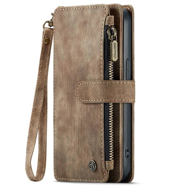 CaseMe iPhone 14 etui med lynlås og pung - Brun Brown