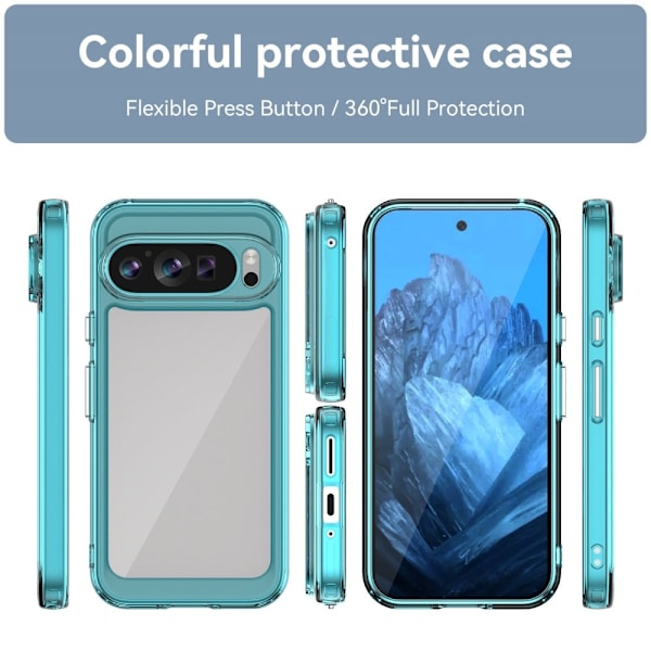 Google Pixel 9 smart akryl cover - Gennemsigtig Blå Blue