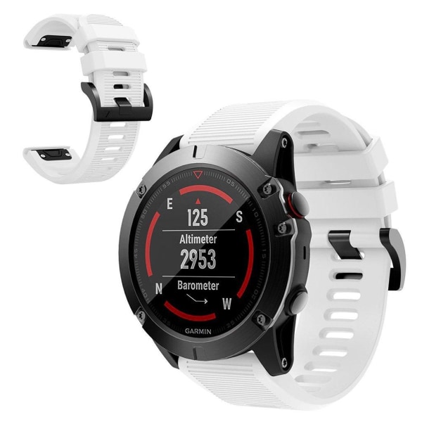 Garmin Fenix 5X silikonearmbånd med striber - Hvid White