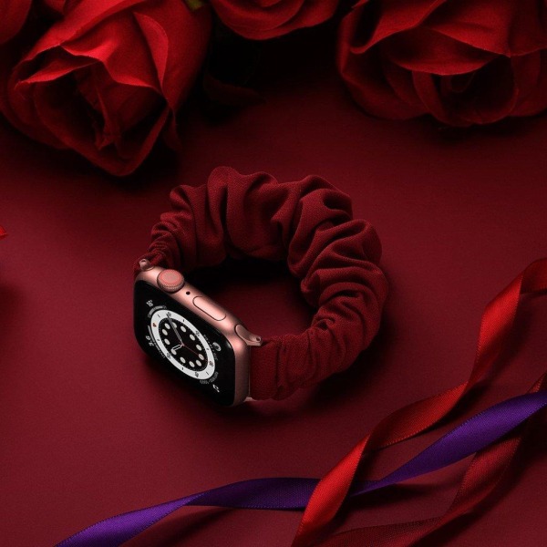 Apple Watch Series 6 / 5 44mm elastisk hårbånd stil urrem - Rose Red