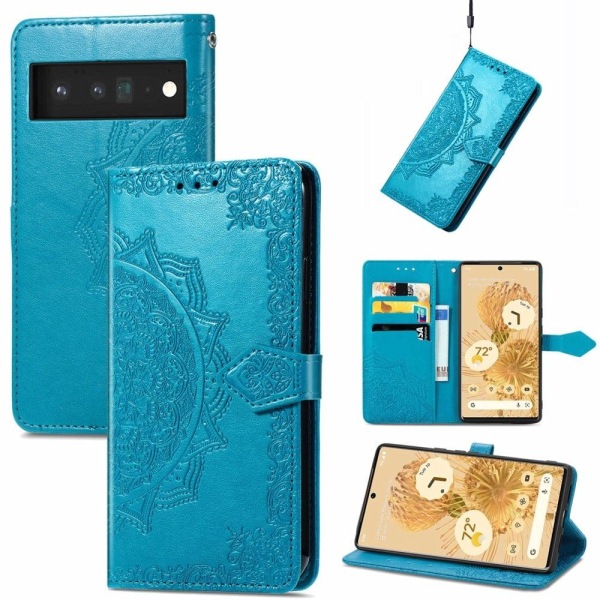 Mandala Google Pixel 6 Pro Flip Etui - Blå Blue