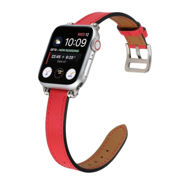 Apple Watch 42mm - 44mm enkel læderurrem med perledekoration - Rød Red