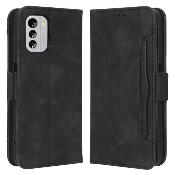 Stilfuldt Læder Etui med Pung til Nokia G60 - Sort Black