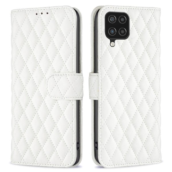 Matt Samsung Galaxy A12 5G fodral med rombmönster - Vit Vit