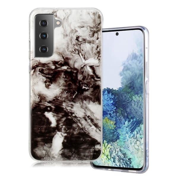 Marble design Samsung Galaxy S21 Plus 5G kotelot - Valkoinen / Musta Black