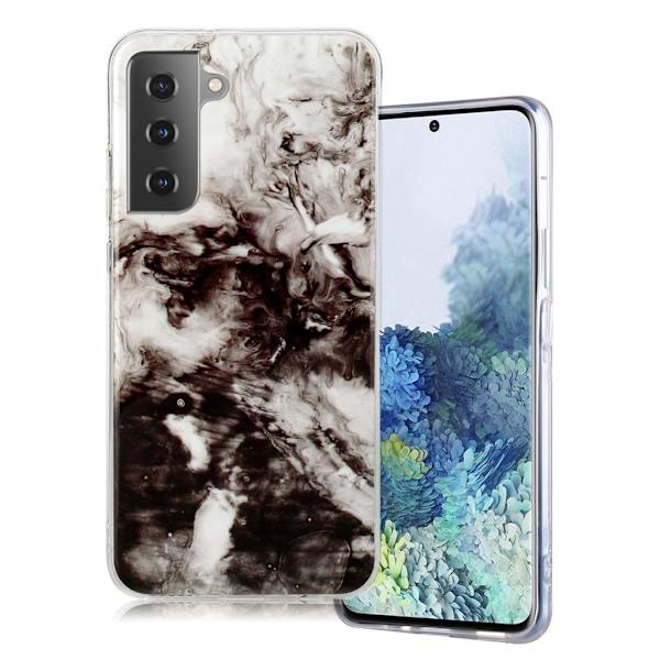 marmor Samsung Galaxy S21 Plus etui - hvid / sort Black