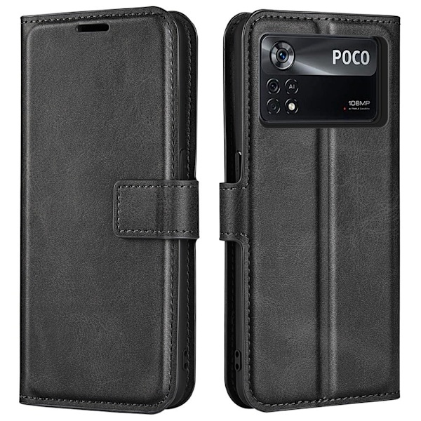 Xiaomi Poco X4 Pro 5G nahkainen lompakokkotelo - Musta Black
