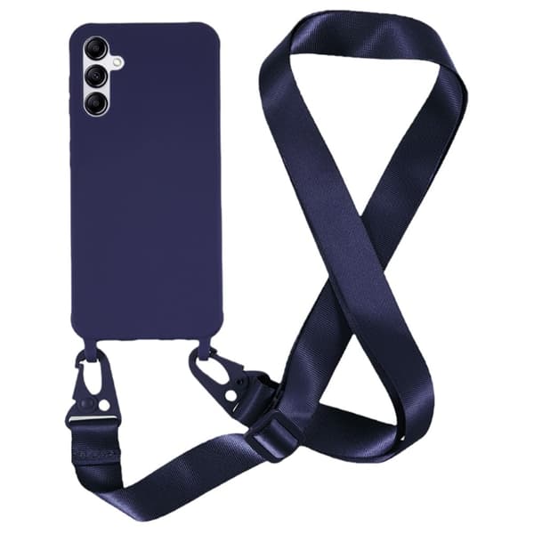 Tynt TPU-deksel med matt finish og justerbar stropp til Samsung Galaxy A14 - Mørkeblå Blue