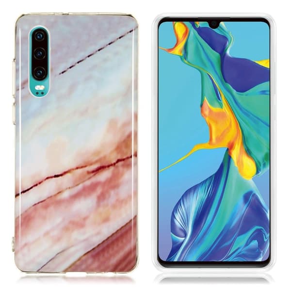 Huawei P30 Etui Med Marmormønster - Design G Multicolor