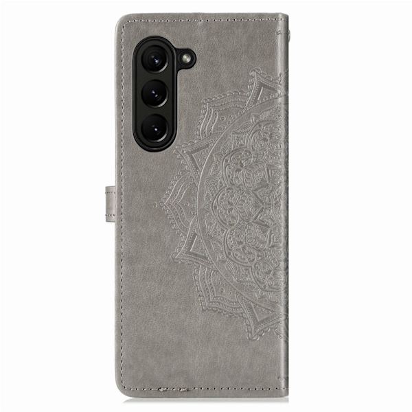 Mandala Samsung Galaxy Z Fold5 læderetui - Grå Silver grey