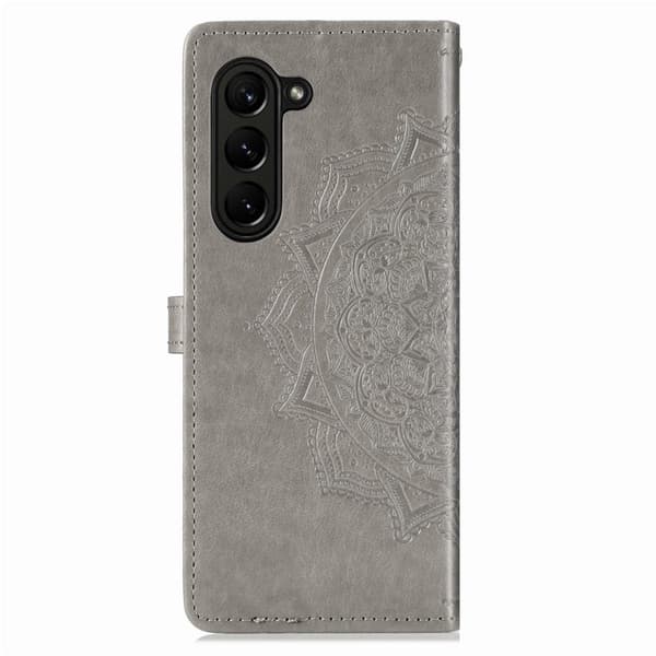 Mandala Samsung Galaxy Z Fold5 nahkakotelo - Harmaa Silver grey