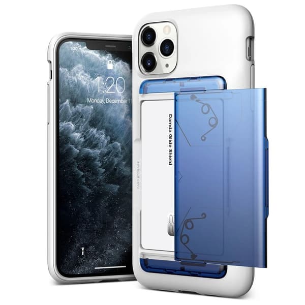 VRS Design Damda Glide Shield iPhone 11 Pro Max -puhelimelle - Valkoinen vaaleanpunainen - Musta Black