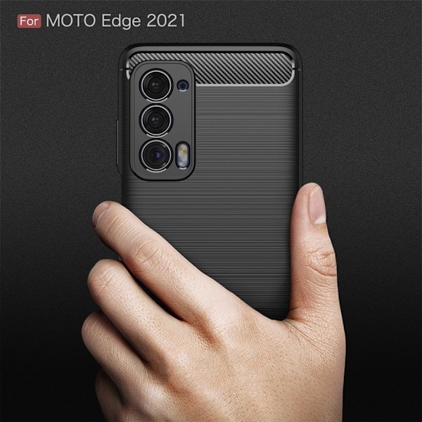 Carbon Flex Etui Motorola Edge (2021) - Sort Black