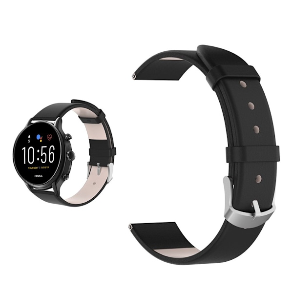 Fossil Gen 5 äkta läder klockarmband - svart Svart