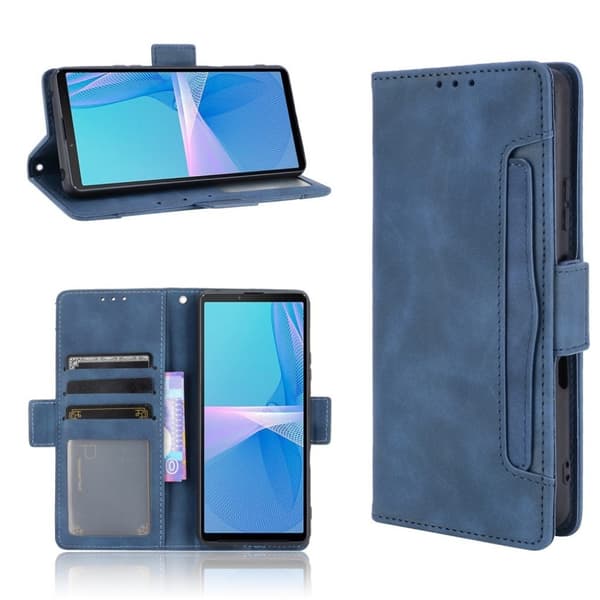 Modern-styled Lær Lommebok Etui til Sony Xperia 10 III - Blå Blue