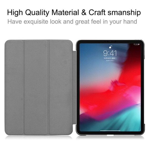 iPad Pro 11" (2018) mønstered læder flip etui - Eiffel Tårn og Landkort Silver grey