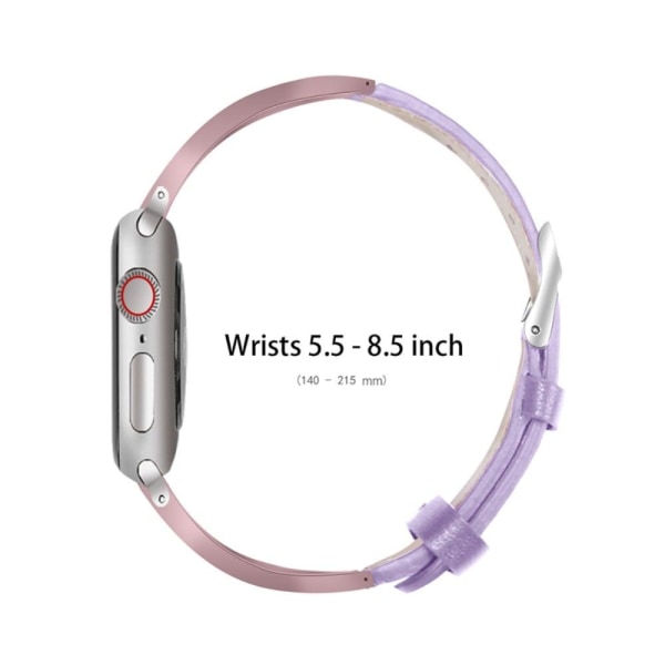 Apple Watch (45mm) strassikoristeinen aidosta nahasta valmistettu ranneke - Violetti Purple