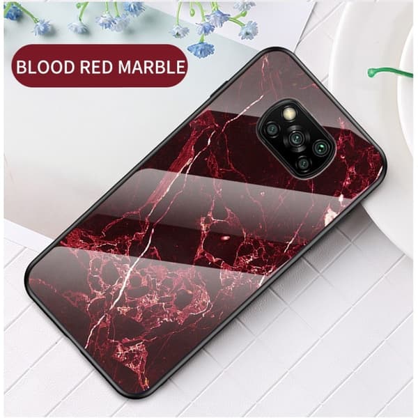 Fantasy Marmor Xiaomi Poco X3 NFC skal - Röd Röd