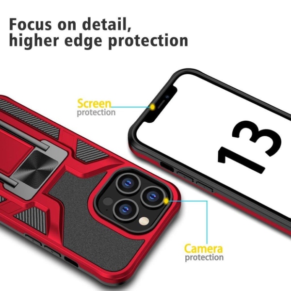 Shockproof Hybrid Suojakuori With Kickstand For iPhone 13 Pro - Punainen Red