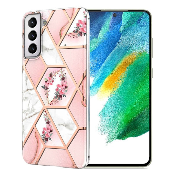 Marble Samsung Galaxy S21 FE Suojakotelo - Pinkki Marble / Flower Pink